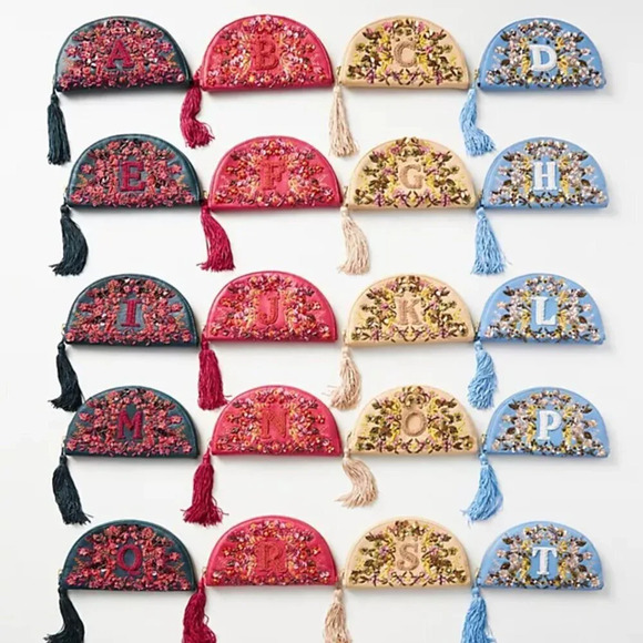 Anthropologie Anna Harlow Russo Beaded Monogram Pouch Letter C NWT - Picture 6 of 6